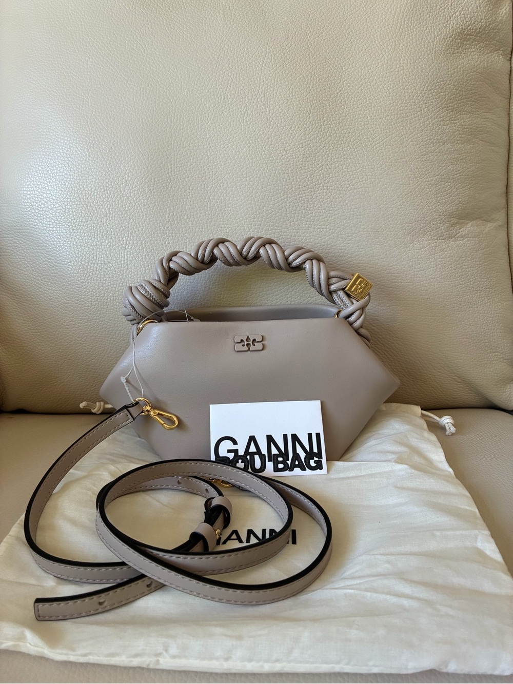 NWT Ganni mini Bou bag (oyster)